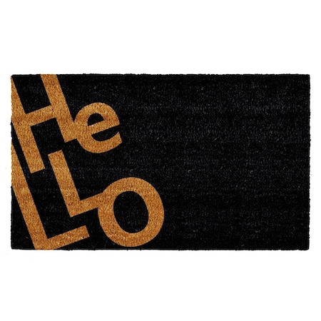 Configuracion 24 x 36 in. Angle Hello Rectangular Doormat Black & Natural CO3366319